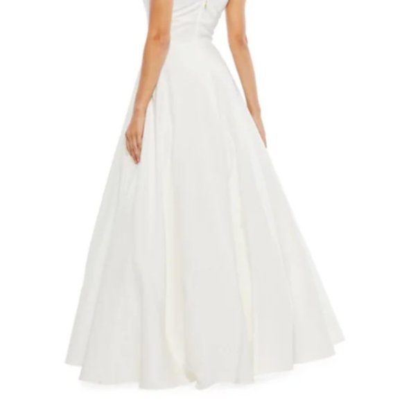 MAC DUGGAL V-NECK CREPE WHITE BALL -GOWN sz 12 - Picture 5 of 5